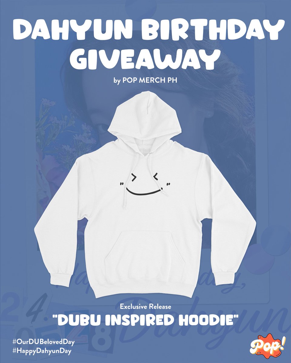 GA ALERT!

1 winner of our exclusive release
DUBU INSPIRED HOODIE

-PH ONCE. NO GA ACCS
-MBF, LIKE & QT tagging us
-DROP TAGS and fav Dahyun pic

ENDS: MAY 31 11:59 PM
ANNOUNCEMENT: JUNE 07
(a day before @tropang9p_ CSE)

#OurDUBelovedDay
#HappyDahyunDay
#다현이_생일까지_전력질주