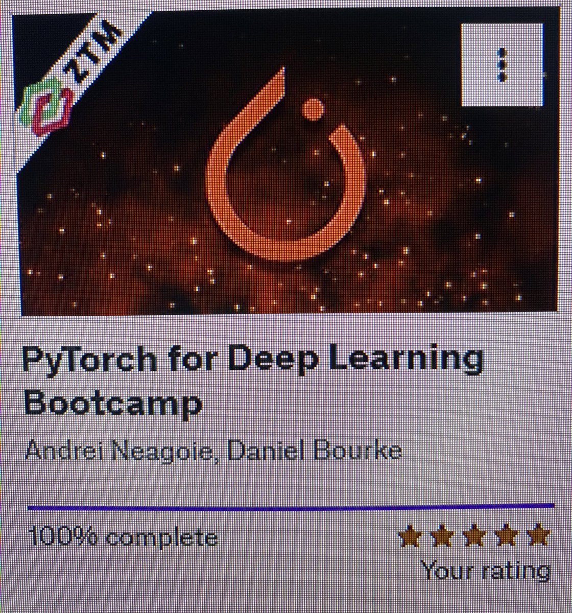 52 hours of course material 
Was crazy but quite interesting to put some of the theories to code 😅
Thank you  to @zerotomasteryio  #pytorch #deeplearn #ai