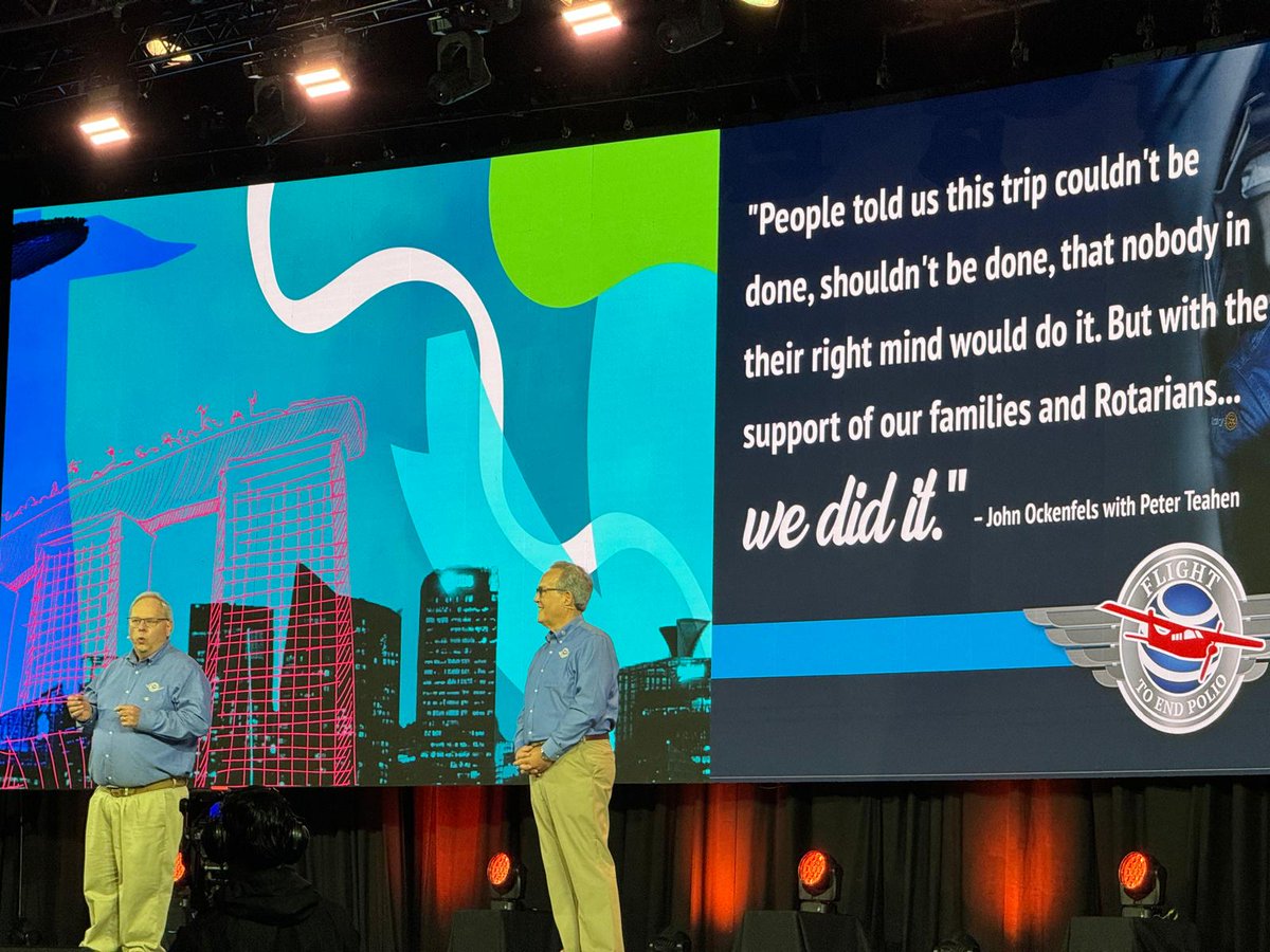 Over 90 days, two <a href="/Rotary/">Rotary International</a> members and pilots flew a single-engine plane around the world to raise awareness and funding to help eradicate polio. The Flight To #EndPolio made 37 landings in 19 countries and participated in 24 fundraisers. Thanks John and Peter! #Rotary24
