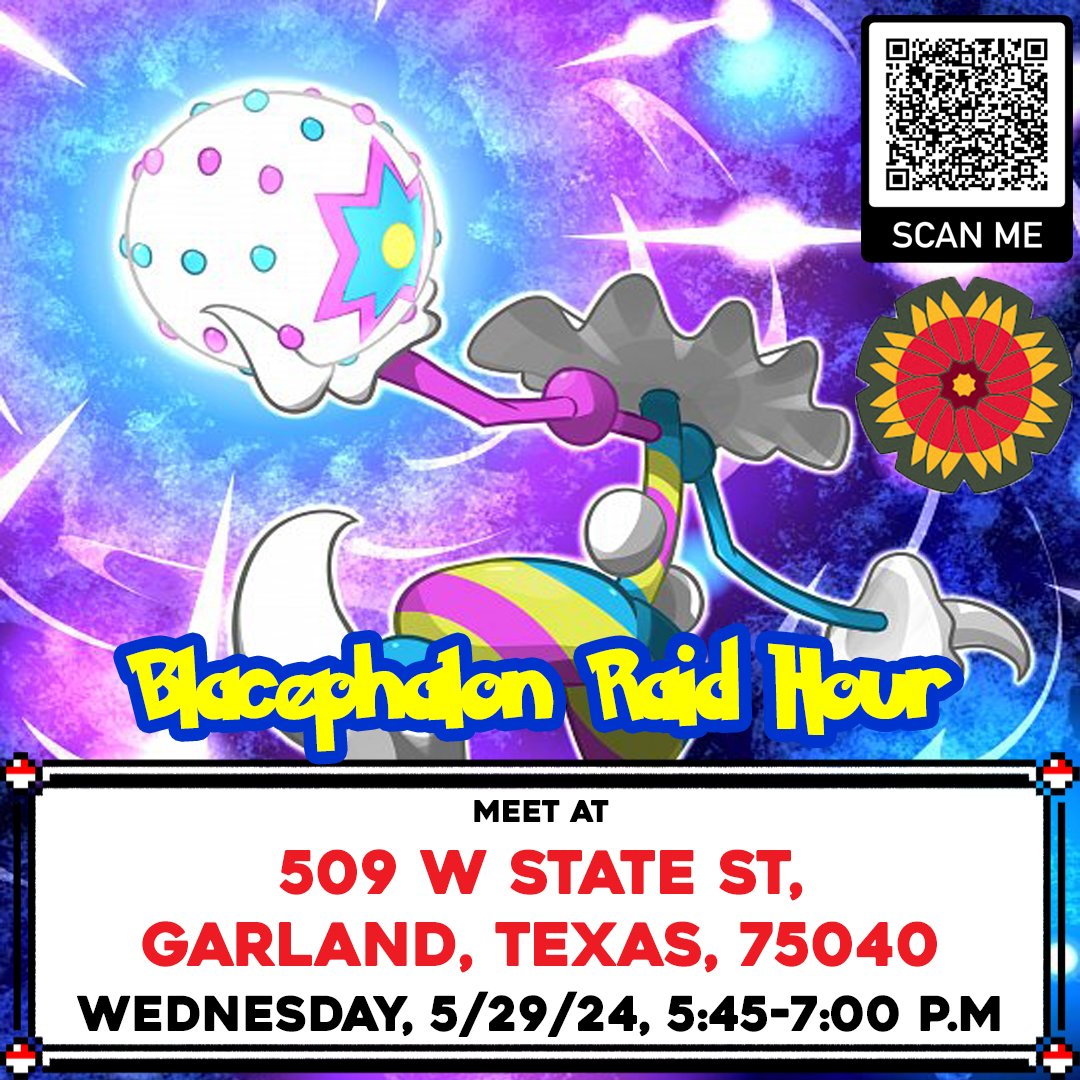 Join the Garland GO Campfire Community for Raid Hour as they walk between different gyms in Downtown Garland to do Blacephalon Raids!

Meet at the listed address: 509 W. State St, Garland, Texas, 75040

Good luck trainers!

#GarlandTX #VisitGarland #PokemonGO #OnlyinGarland #DFW