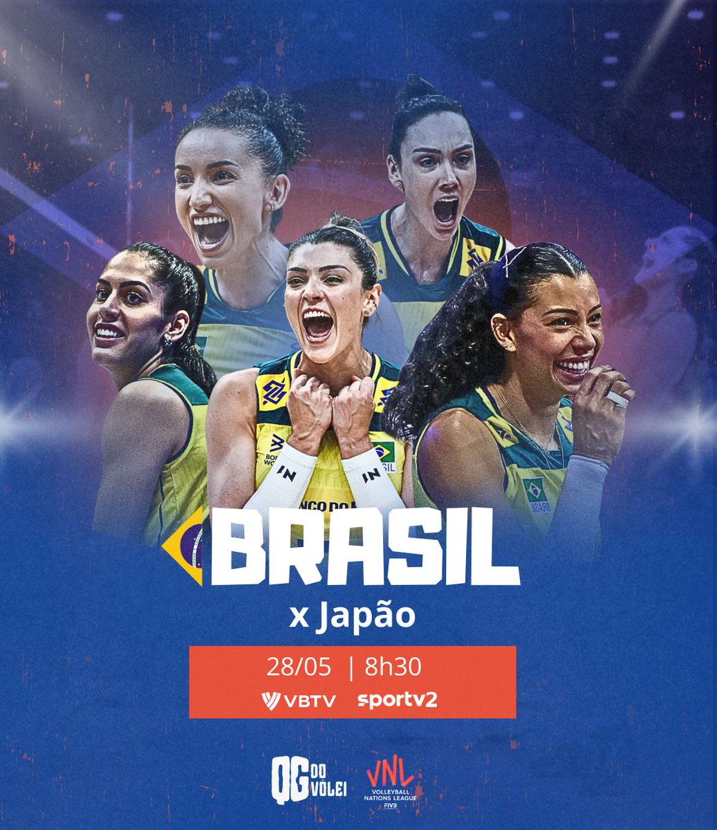 Hoje é dia de BRASIL X JAPÃO em quadra pela segunda semana da VNL 🔥
