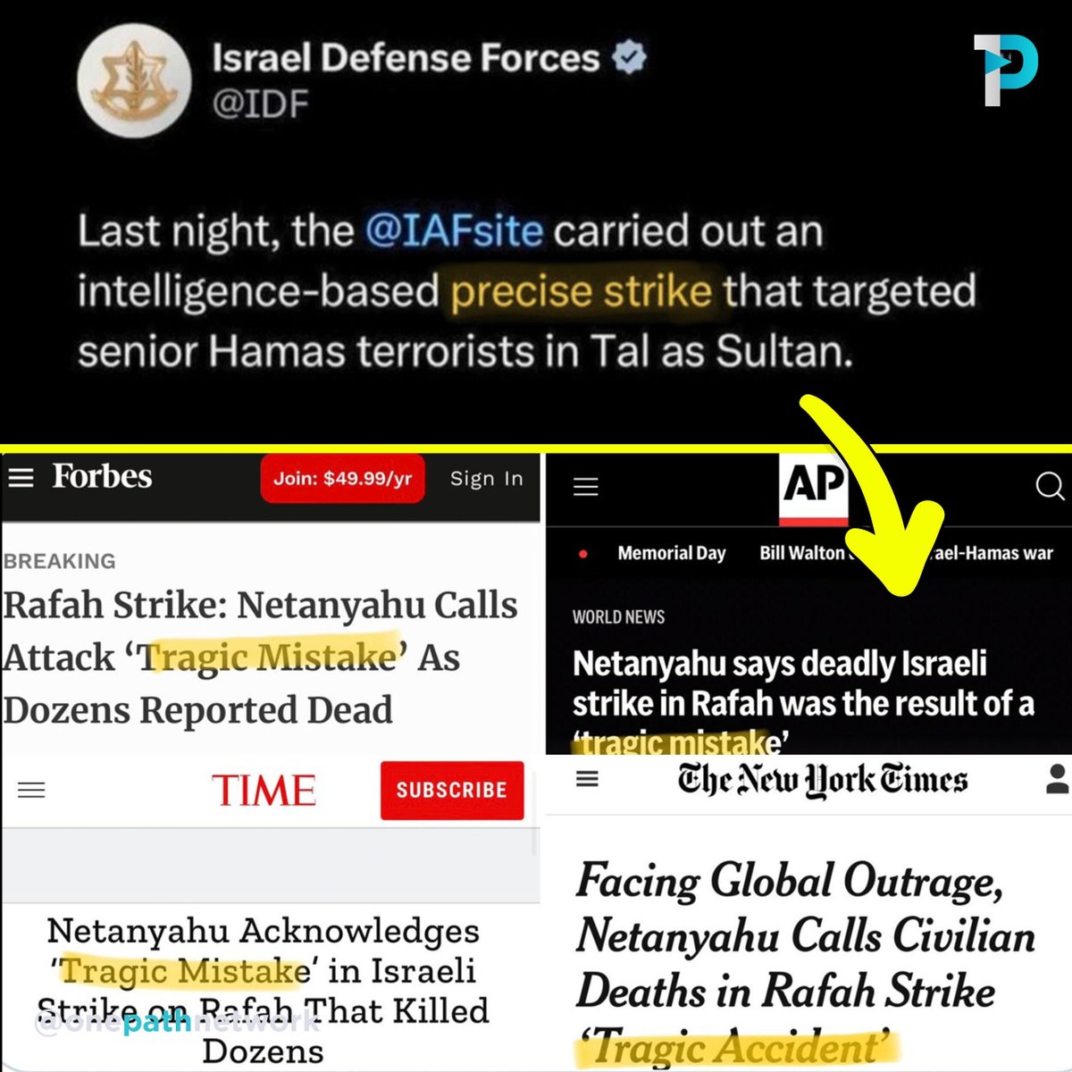 🇮🇱 Yesterday, IDF bragged about using AI precise strikes on tents in Rafah. Today, Netanyahu calls the Rafah tent massacre a 'tragic mistake' while simultaneously ordering increased bombing of Rafah. #RafahOnFıre