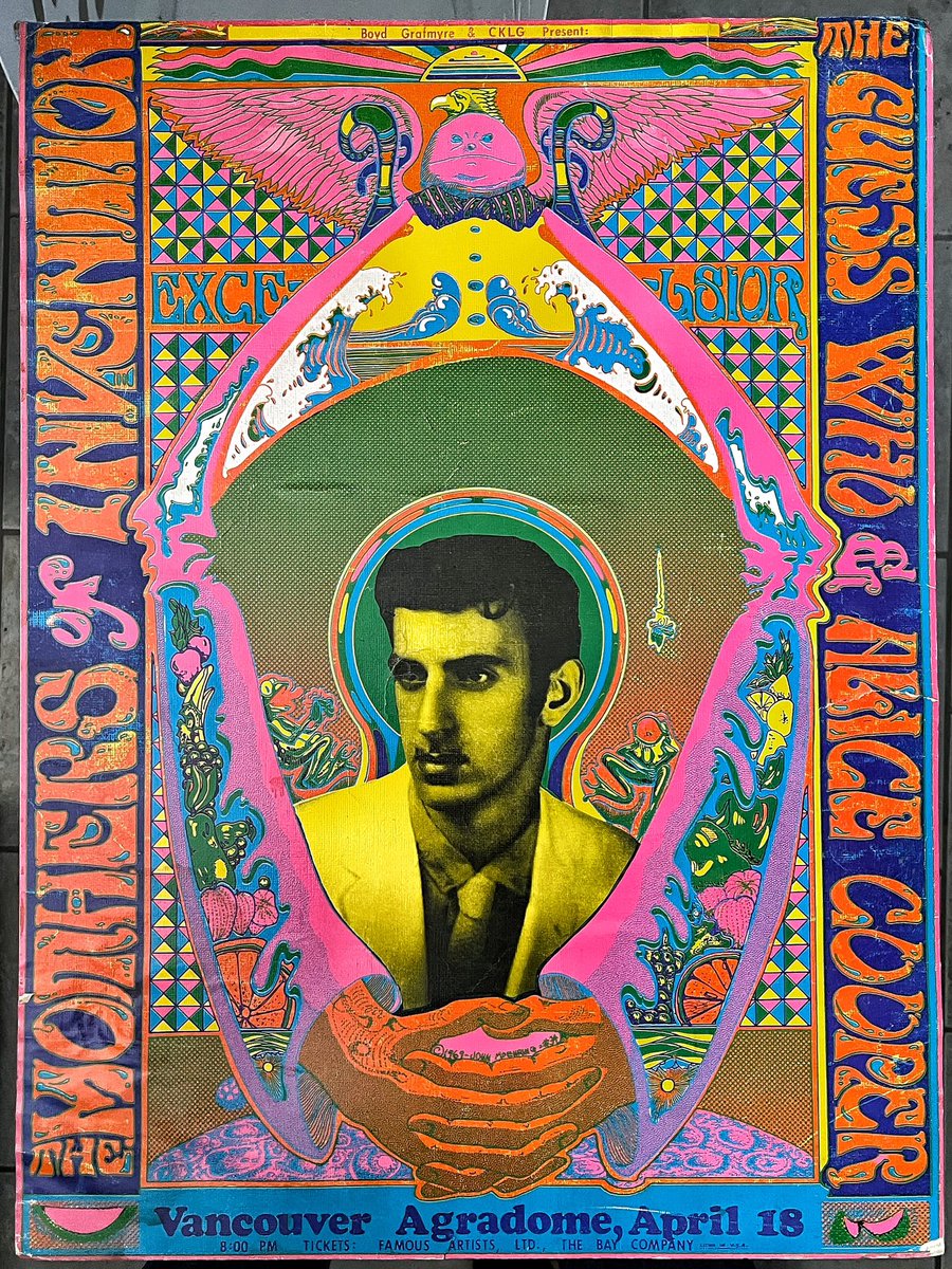 Peak psychedelic poster design for Frank Zappa at the Agrodome, 1969. #frankzappa #alicecooper #theguesswho