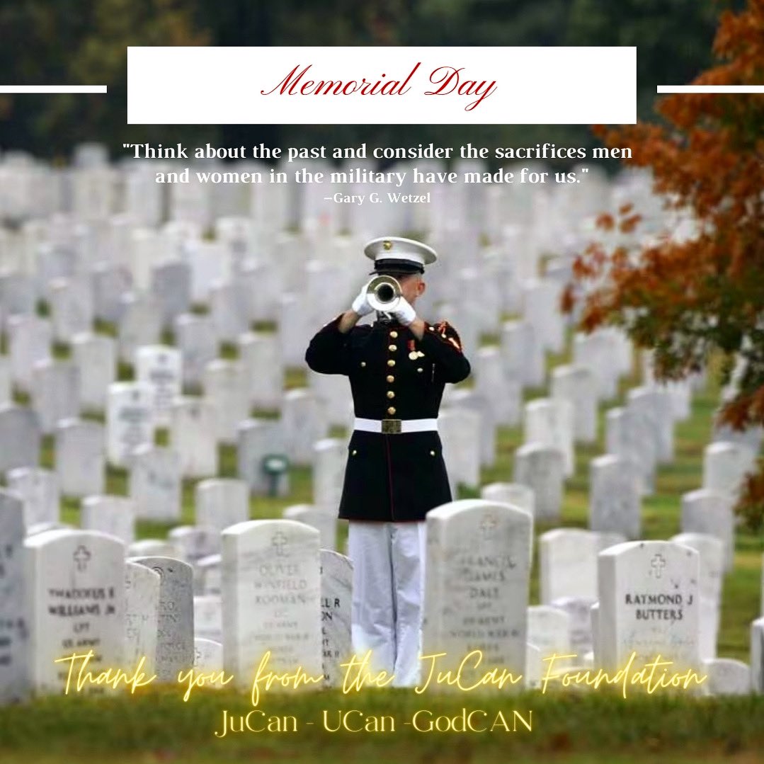 JuCan sends our love &amp; prayers  to those grieving the loss of a fallen member of their family. Your courage and that of your family member(s) are a true inspiration to the USA. Thank you ❤️🙏🏻 #JuCan #UCan #GodBlessTheUSA #MemorialDay