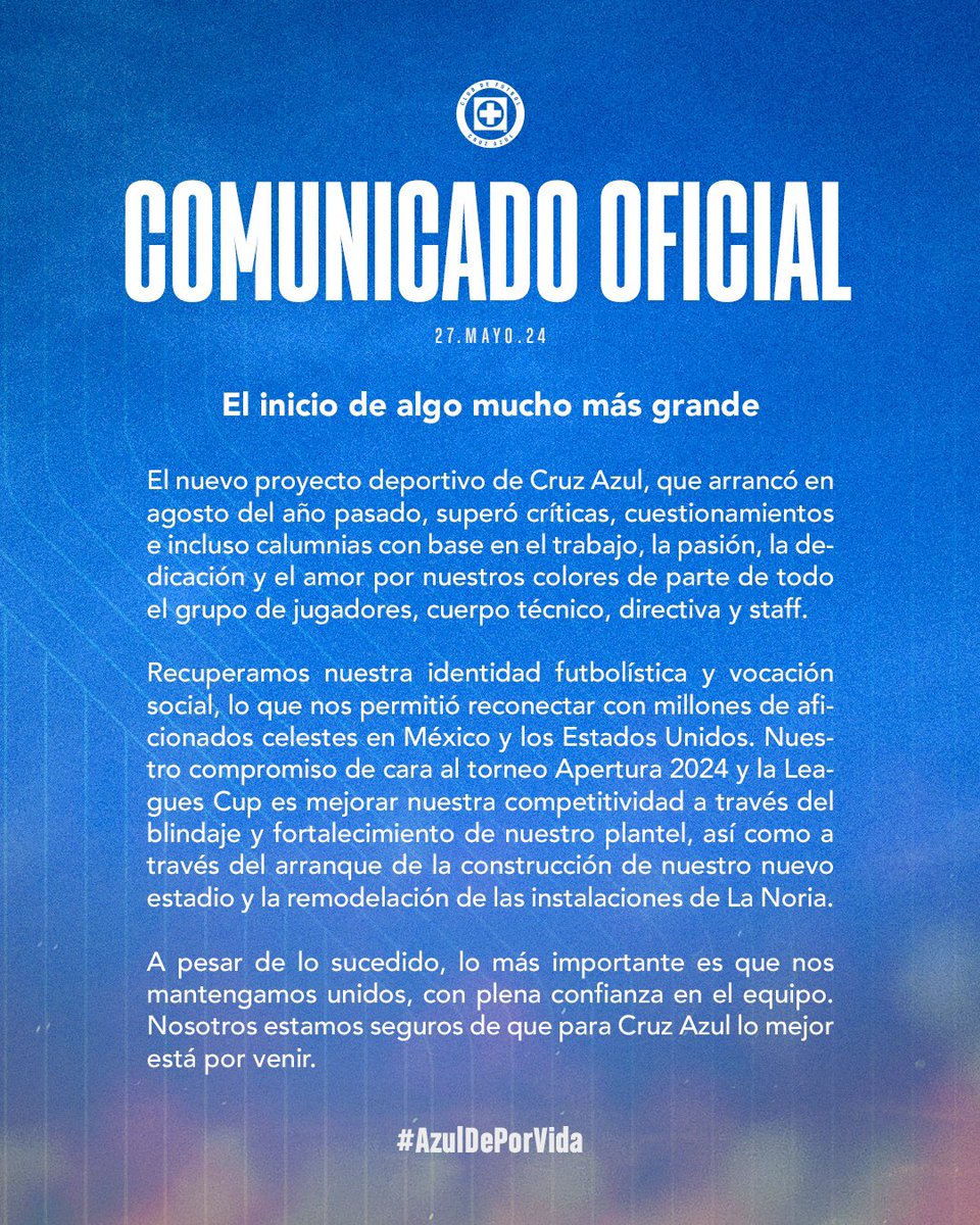 CruzAzul's tweet image. Comunicado Oficial. 📄