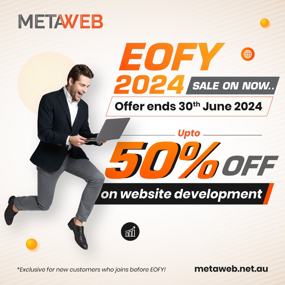 MetaWebAus's tweet image. 🚀 Big #Savings Alert! 🚀

Our #EOFY #2024 #SALE is officially here at #MetaWeb! 🌐✨

Get up to #50% OFF on all #websitedevelopment services. Whether you&apos;re looking to revamp your current site or create a brand new one, now is the perfect time to take action!
