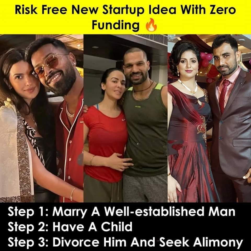 CSinghla's tweet photo. New Generation Startup Idea 🤦🏻
#hardikpandya #natashastankovic
#TruthofLegalExtortion #TruthofLegalTerrorism
#TruthofAlimony
#MisuseofWomenProtectionLaws https://t.co/z0NyDTDDXh