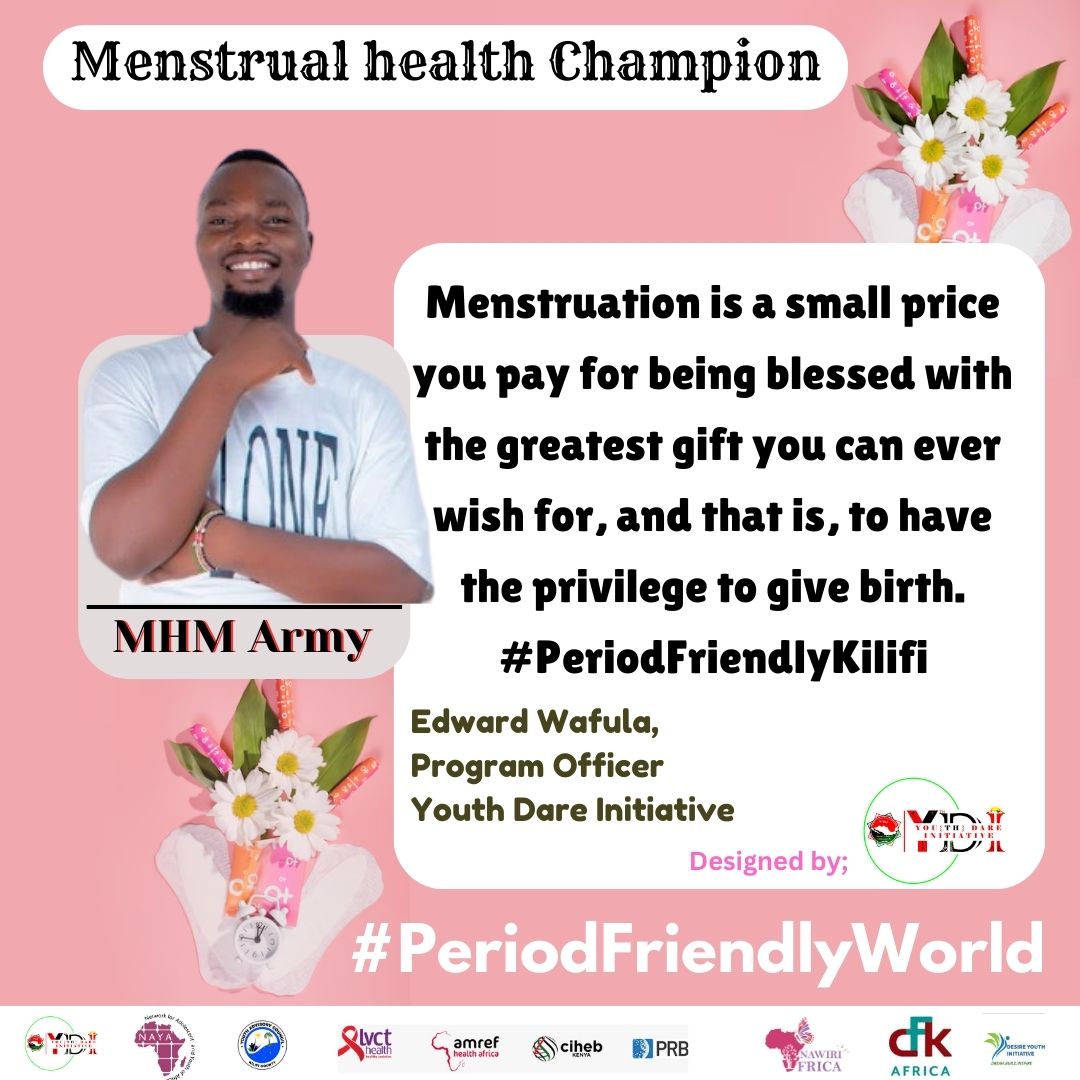 On the #WorldMenstrualHygiene Day, as we aim to bust the myths and urge people to maintain hygiene to stay healthy, we take the lead in the development of Digital posters, with messages from numerous MHM ARMY across the country. #periodfriendlykilifi #PeriodFriendlyWorld