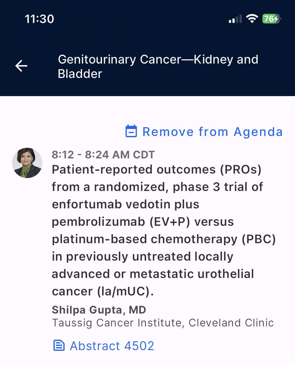 June 3 at 8am: @shilpaonc will present this study on EV+P vs PBC in la/mUC patients at #ASCO24! EV+P nearly doubled median PFS and OS, with no detriment to QoL Compliance rates highlight the need for further research meetings.asco.org/2024-asco-annu…