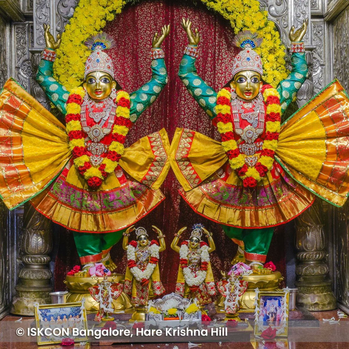 Today's special Chandan Alankara Darshan from ISKCON Sri Radha Krishna Temple, Rajajinagar. Devotees can have this Darshan of the Lord till 30 May 2024. During the Chandan Yatra, Srinivasa Govinda's body is anointed with sandalwood paste to keep His body cool in the summer heat.