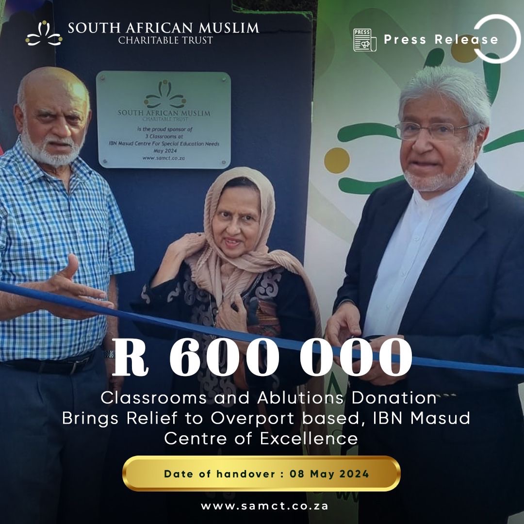 samct_za's tweet photo. R 600 000 Classrooms and Ablutions Donation Brings Relief to Overport based, IBN Masud Centre of Excellence
https://t.co/P3Mzv0hBi2
#southafrica #samct #charitysa #philanthropy #education #educationfirst #makeadifference #donate #socialimpact #health #sustainability #community https://t.co/WdpjMhSrsR