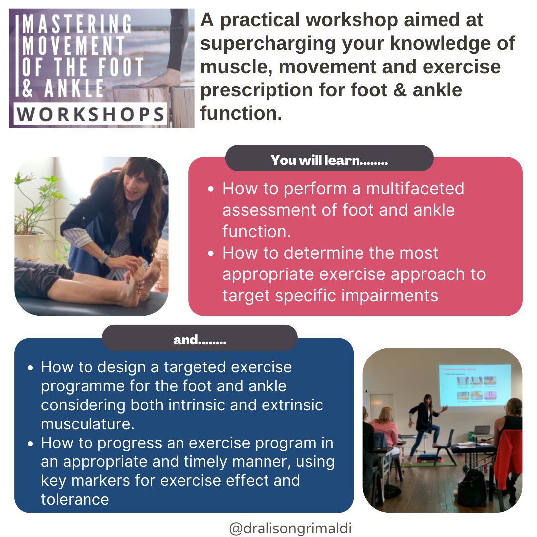 👣🔍 Join Dr. Melinda Smith on August 4th, in this Mastering Movement of the Foot and Ankle Workshop. Supercharge your skills in foot and ankle muscle assessment and training for rehabilitation or performance. (LIMITED SPOTS AVAILABLE). LINK: dralisongrimaldi.com/event/masterin…