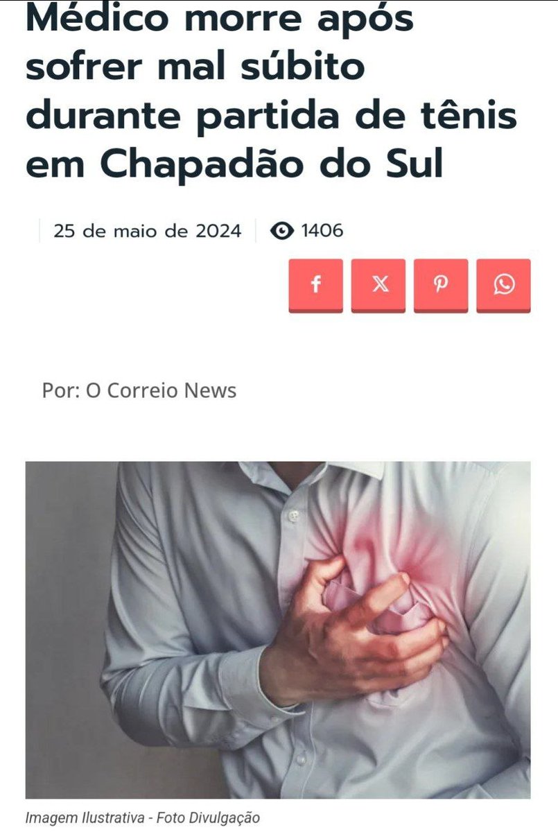 🇧🇷👁💉☠️ Pendant ce temps au Brésil... Ils tombent comme des mouches.. Un médecin décède des suites d'une maladie soudaine lors d'un match de tennis à Chapadão do Sul. ocorreionews.com.br/2024/05/25/med…