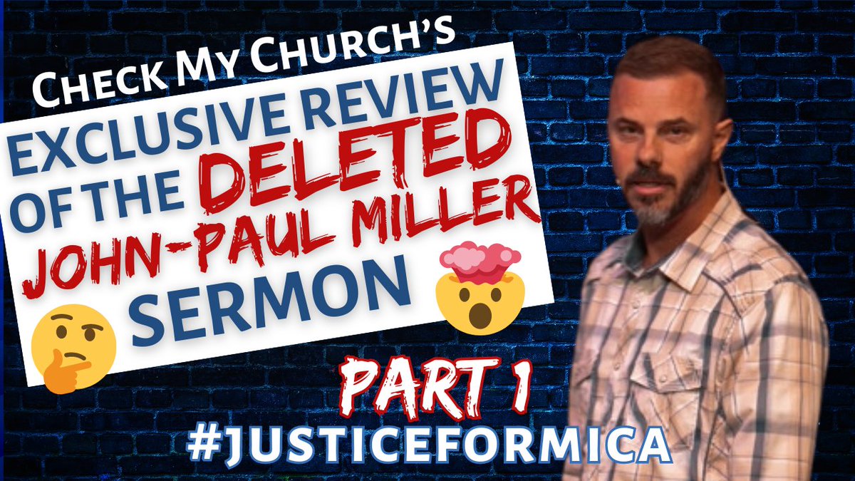 Part 1 of my exclusive review of JP Miller's deleted sermon is now up on YouTube.

Please check it out & let us know what you think.

youtu.be/D1rLwAbnPME

#justiceformica #micamiller #JPMiller #solidrockchurch #redflags #churchtoo #churchabuse #christiancults #checkmychurch