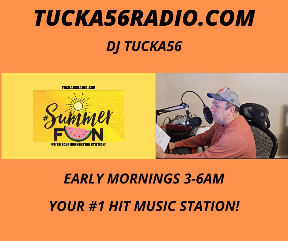 DJ Tucka56 #EarlyMorningShow
3-6am ET USA/4-7 pm JPN
In The US and around the world #Japan
#ontheradio #TUCKA56RADIO #
#YourSummertimeStation
#ListenNow #Worldwide 
#TodaysHottestHits #BTS 
Your No. 1 #HitMusicStation TUCKA56RADIO.COM radio.garden/listen/tucka56