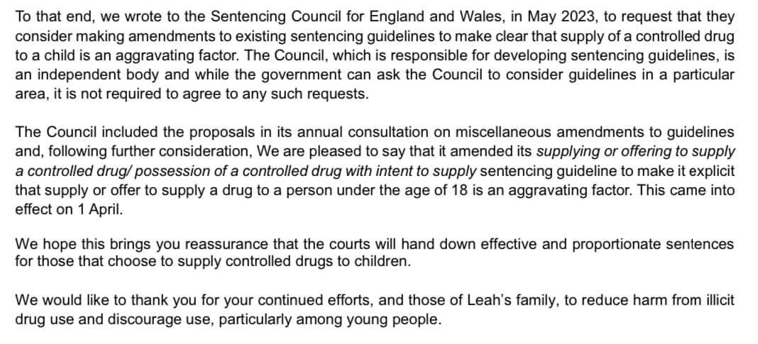 child_consent's tweet photo. I'm really pleased and proud to tell you all ,that after years of hardwork by myself and Kevin Hollinrake MP, everything that leahs law is about has been amended into sentencing laws.
Mission 1 complete.
Mission 2 is to raise more drug awareness!!!! https://t.co/F8cphRrf44