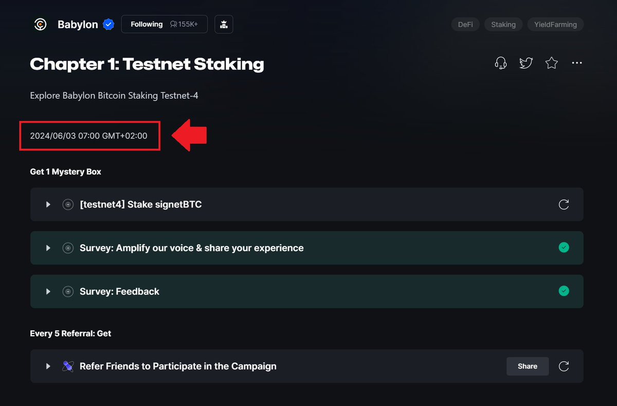 🔔 Babylon Bitcoin Staking Chronicles: Chapter 1 - Testnet Staking

@babylon_chain #Bitcoin Staking Testnet-4 is now live.

Staking Tutorial - Steps
🔸 Requirements: $sBTC & OKX Wallet
↳ Visit btcstaking.testnet.babylonchain.io and connect your wallet.
↳ Select a validator (e.g.,