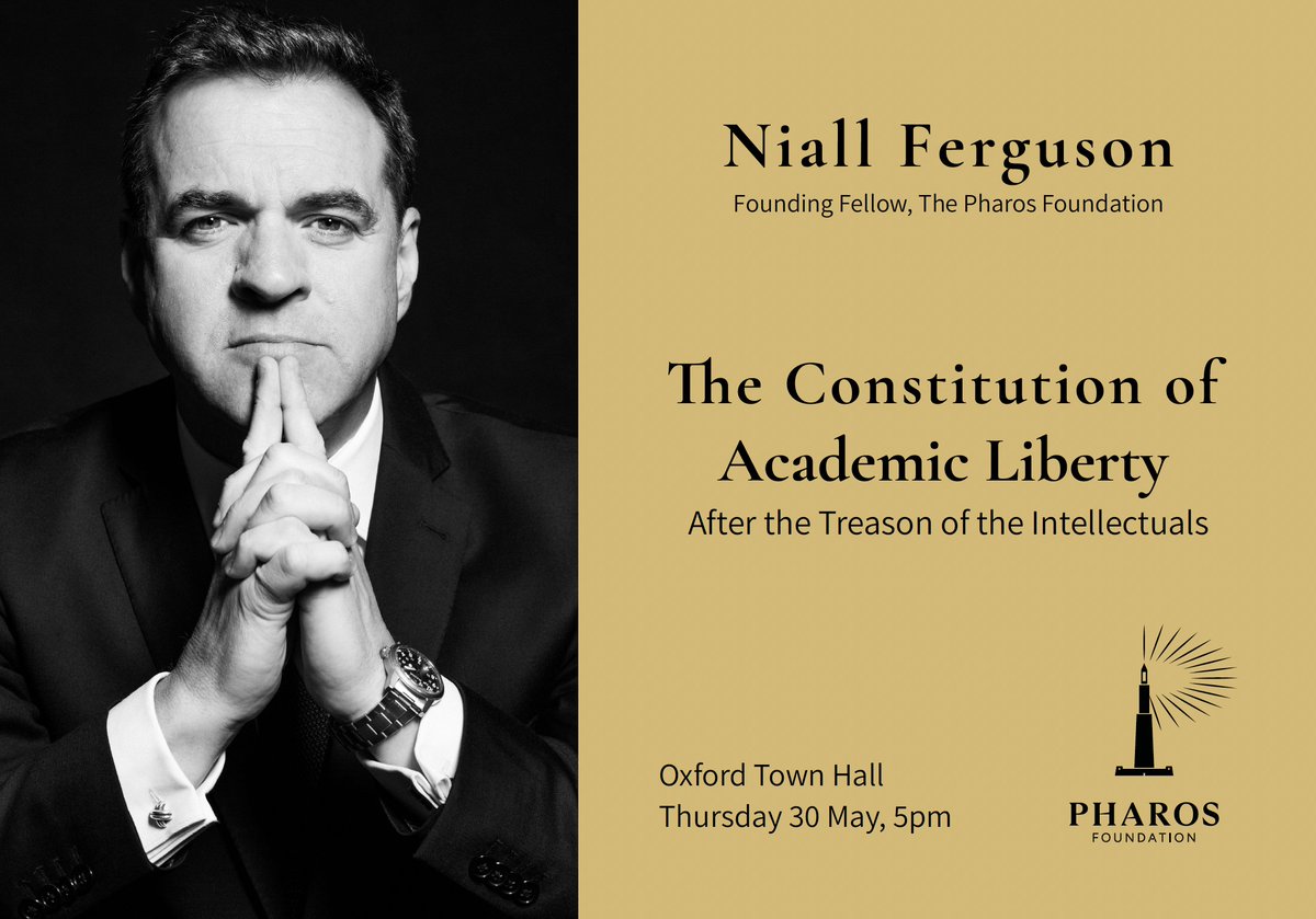 Wondering what on earth happened to academia? Hoping there's a solution to the crisis in higher education? Come to my Pharos lecture on 'The Constitution of Academic Liberty' in Oxford on Thursday evening: eventbrite.co.uk/e/niall-fergus…