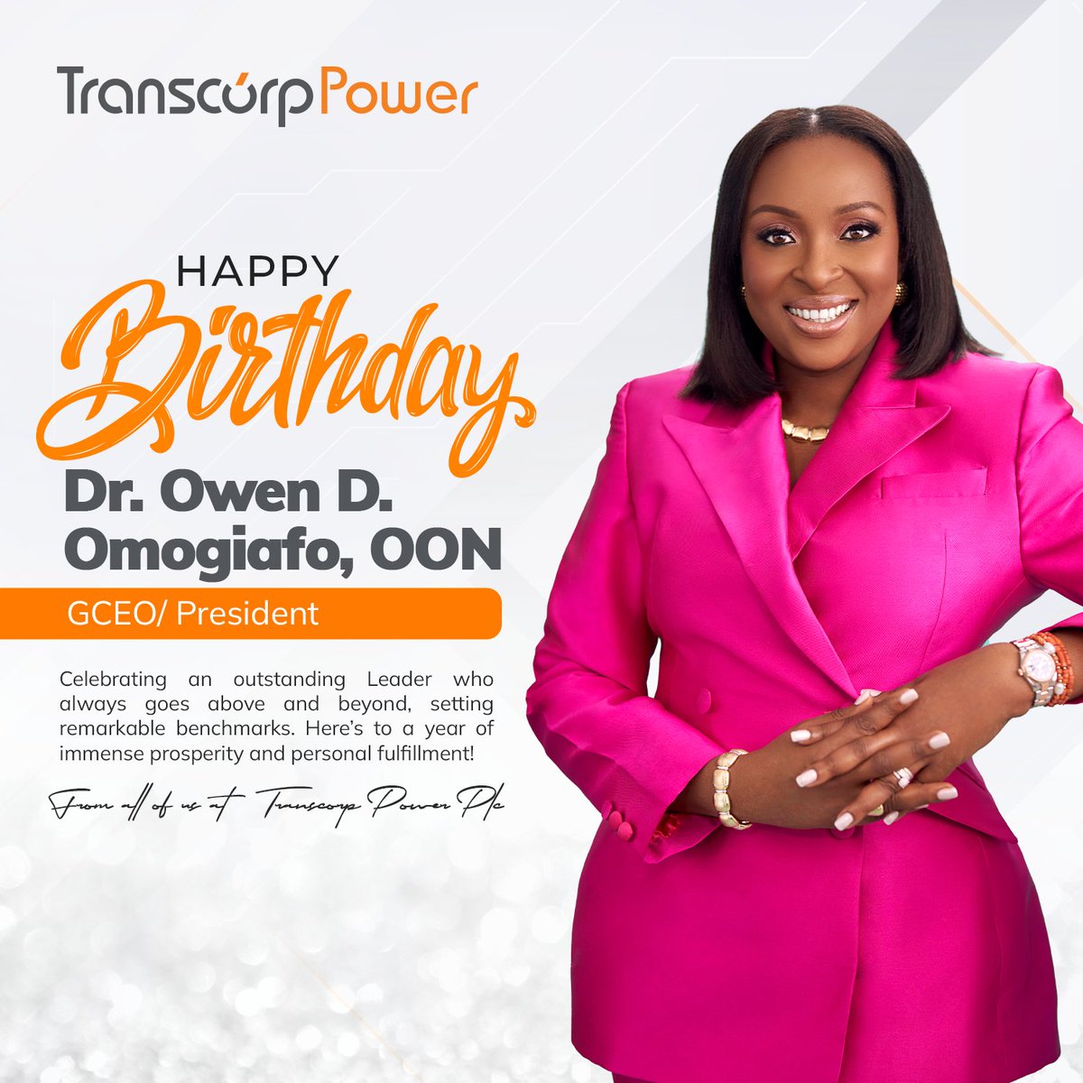 Happy birthday to our President/Group CEO, Owen Omogiafo, a remarkable leader!

Thank you for your excellent leadership. Here’s to many more years of greatness
#Transcorppower
