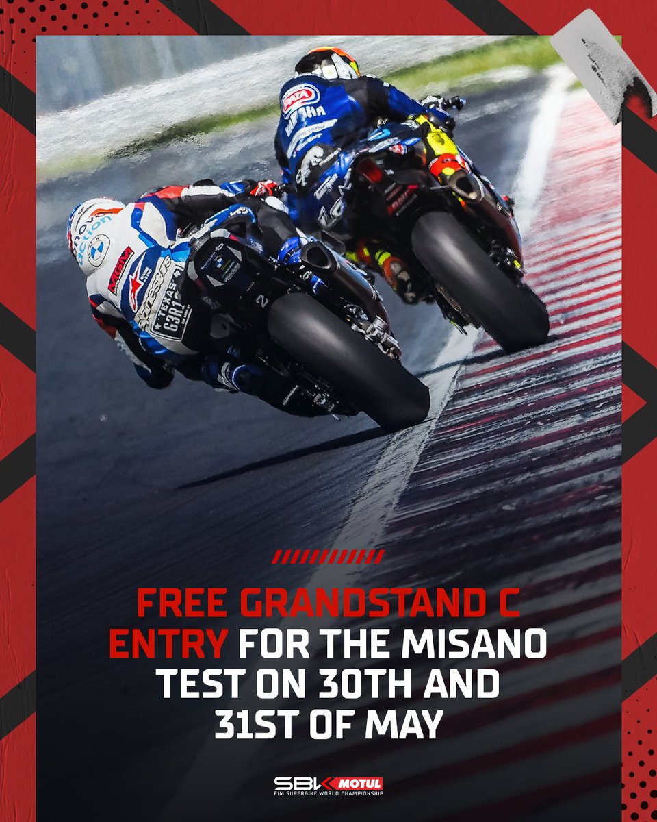 Join us for the Misano test! 🛠️ The @circuitomisano is offering free entry for everyone who wants to enjoy the two-day #WorldSBK test in this stunning venue ✨ See you there? 😎