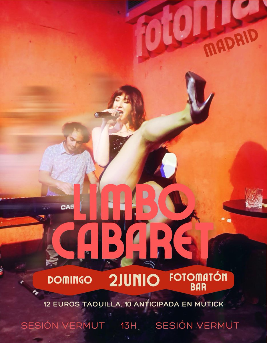 FotomatonBar (@fotomatonbar) on Twitter photo " Queridooooosssss! <a href="/limbo_cabaret/">Limbo Cabaret</a> volvemos el domingo 2 de Junio al <a href="/FotomatonBar/">FotomatonBar</a> !!! Veniros todos que será inolvidable
No hay nada como una sesión vermut de delicioso Cabaret.
Anticipadas en <a href="/Mutick_com/">Mutick</a> :
mutick.com/e/entradas-lim… " Queridooooosssss! <a href="/limbo_cabaret/">Limbo Cabaret</a> volvemos el domingo 2 de Junio al <a href="/FotomatonBar/">FotomatonBar</a> !!! Veniros todos que será inolvidable
No hay nada como una sesión vermut de delicioso Cabaret.
Anticipadas en <a href="/Mutick_com/">Mutick</a> :
mutick.com/e/entradas-lim…