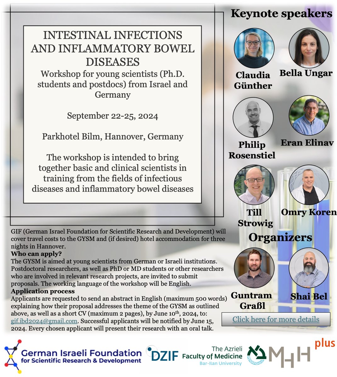 Shai Bel (@mucus_man) on Twitter photo Deadline for applications is extended until June 10th.
📢Reminder: successful applicant will receive full funding for the travel and participation from the <a href="/GifResearch/">GIF-Research</a>!!! Apply now!!!
gif.org.il/2023/12/18/int… Deadline for applications is extended until June 10th.
📢Reminder: successful applicant will receive full funding for the travel and participation from the <a href="/GifResearch/">GIF-Research</a>!!! Apply now!!!
gif.org.il/2023/12/18/int…