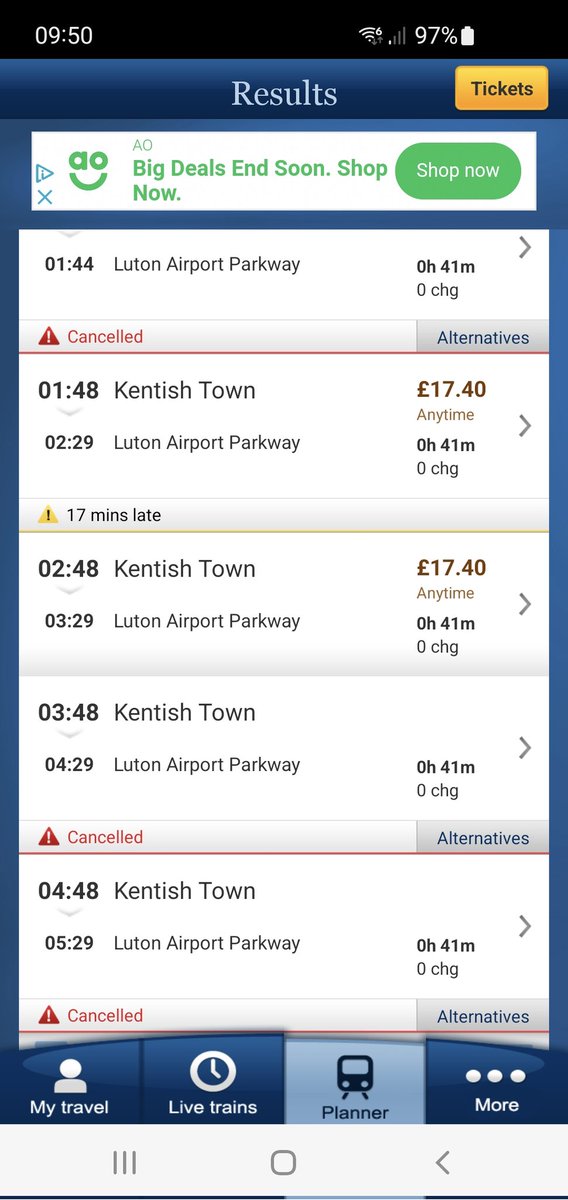 menthol4's tweet photo. @TLRailUK Good morning. Could you explain how people are supposed to get to the airport tomorrow for early flights when you cancel all the trains..  Many Thanks...... https://t.co/EKAnRpPdl3