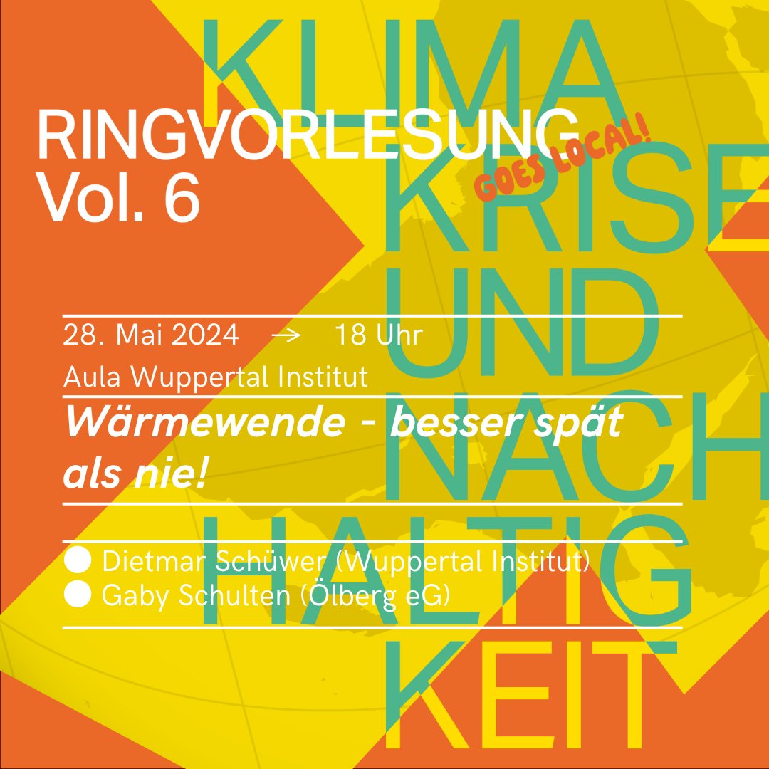 Wupperinst's tweet photo. Heute Abend in unserer Aula geht es um die #Wärmewende: Teil IV unserer #Ringvorlesung #Klimakrise und #Nachhaltigkeit mit der @Uni_Wuppertal, @AStA_Wuppertal, @Trans_Zent und den #StudentsForFuture Wuppertal.
https://t.co/qjBJWnRqNt https://t.co/H17B1nk8tx