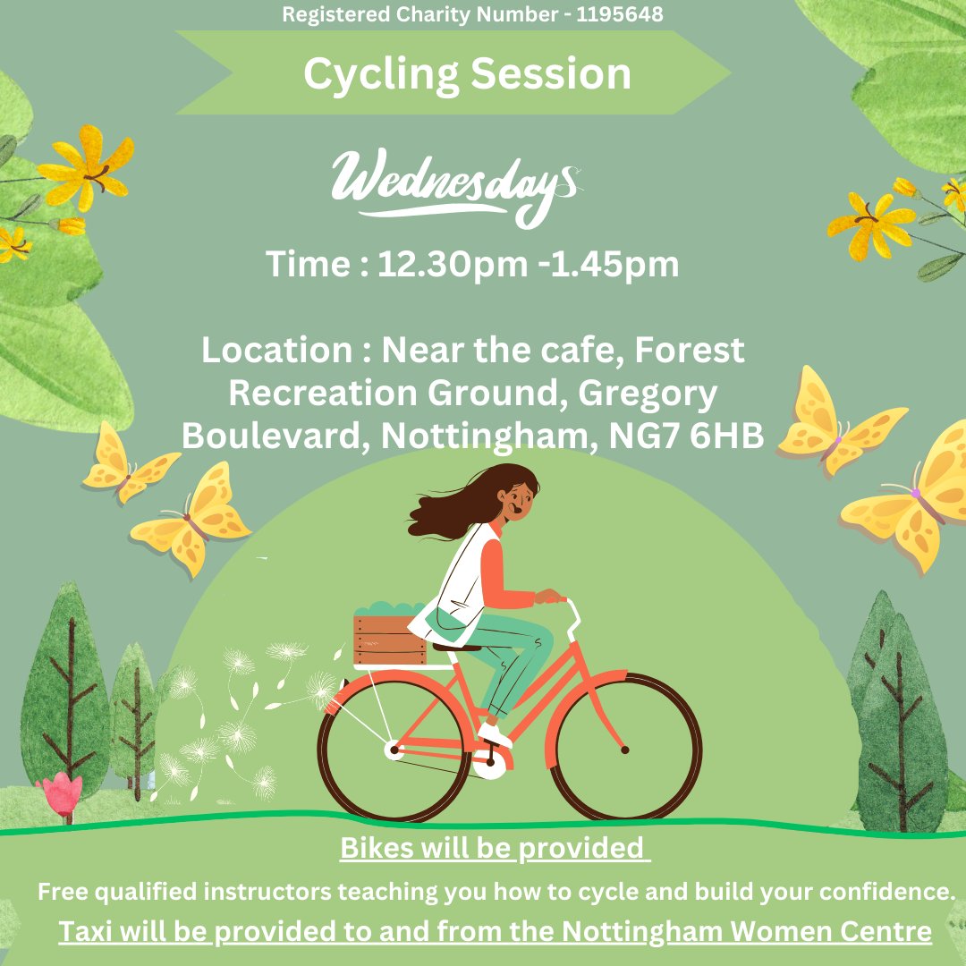 🚲📣 CYCLING TIME LADIES 🚲

In collaboration with @women_in_tandem, @thisgirlcanuk and Nottingham Muslim Women's Network NMWN's FREE cycling sessions will help you ride safely and confidently. 

#bike #muslimwomen #nottingham #nottinghamwomen #womenintandem #mynottingham