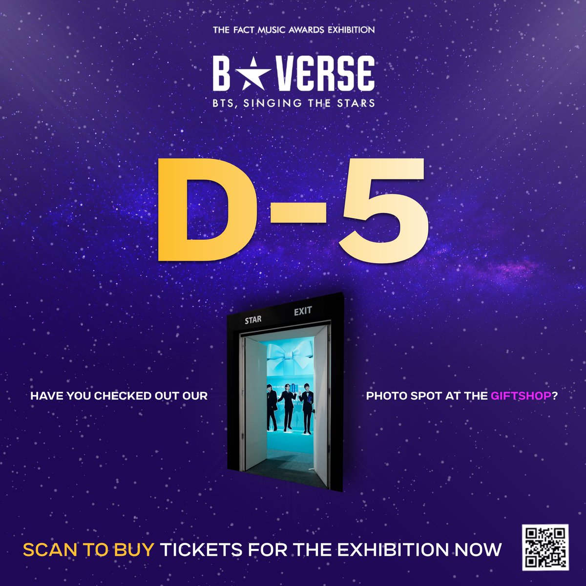 นับถอยหลังอีก 5  วัน กับงาน B★VERSE..
ใครที่รอ 7 หนุ่มบังทันอยู่ แวะมาที่นี่คุณจะหายคิดถึงพวกเค้า หรือว่าจะคิดถึงกว่าเดิมนะ

ซื้อบัตรได้ที่ : thaiticketmajor.com
หรือสแกนคิวอาร์โค้ดที่ภาพได้เลย

💜

#BTS 
#BSTARVERSE 
#BSTARVERSETHAILAND
#ตลาดนัดบังทัน