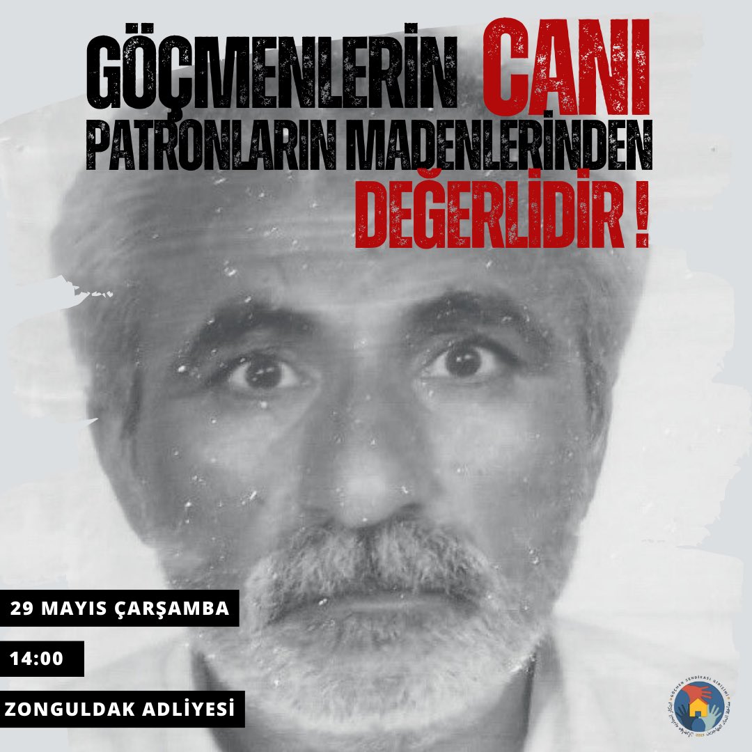 📢Çağrıda bulunuyoruz Çalıştığı kaçak maden ocağında patronların katledip cenazesini yaktığı Afgan işçi Vezir Mohammad Nourtani'nin anısına sahip çıkalım! Yarın saat 14:00'da Zonguldak 1. Ağır Ceza Mahkemesinde görülecek ilk duruşmada buluşalım. Unutmayacağız, affetmeyeceğiz!