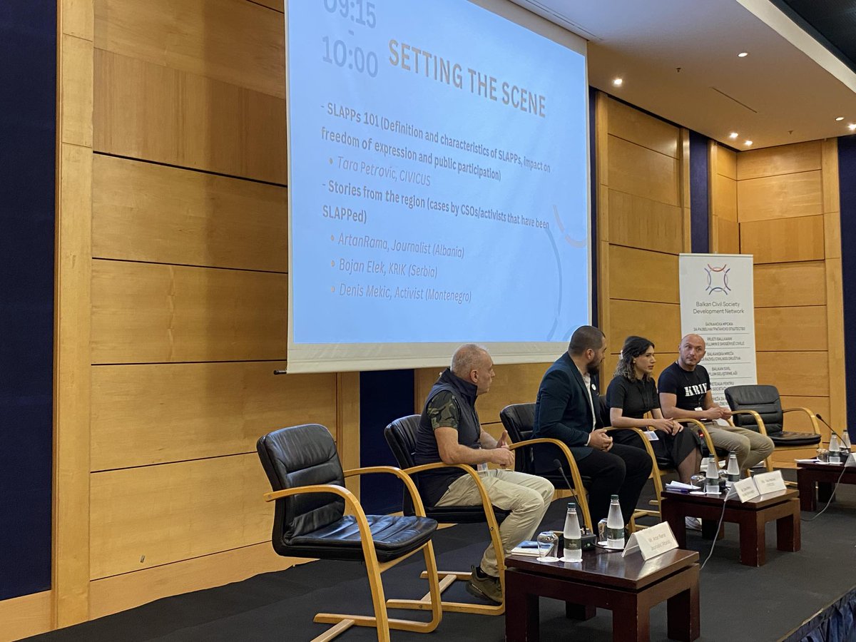 @ptrvctrfrom @CIVICUSalliance defined #SLAPPs and provided a global background. #ArtanRama, @BojanElek @KRIKrs, and @deen_is_1m shared their SLAPP experiences, support received, and lessons learned. Solidarity is the key element to fighting SLAPPS back! #CivilSociety #Activism