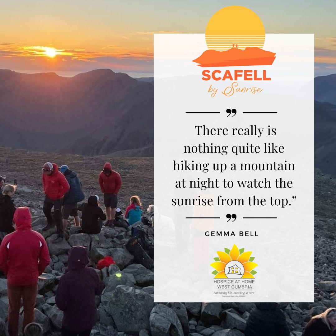 Do something incredible and join us to climb the highest mountain in England! 🌻

For more information, please visit: hospiceathomewestcumbria.org.uk/events/scafell…

#Scafell #Cumbria #HospiceCare #Fundraising #Sunrise