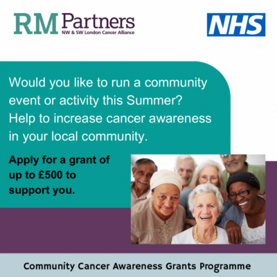 Are you a local community and voluntary group in South West London? Would you like to run an event or activity to support local people living with cancer and to find out more about local cancer services? Funding is available: rmpartners.nhs.uk/new-grant-prog… Applications until 31st May