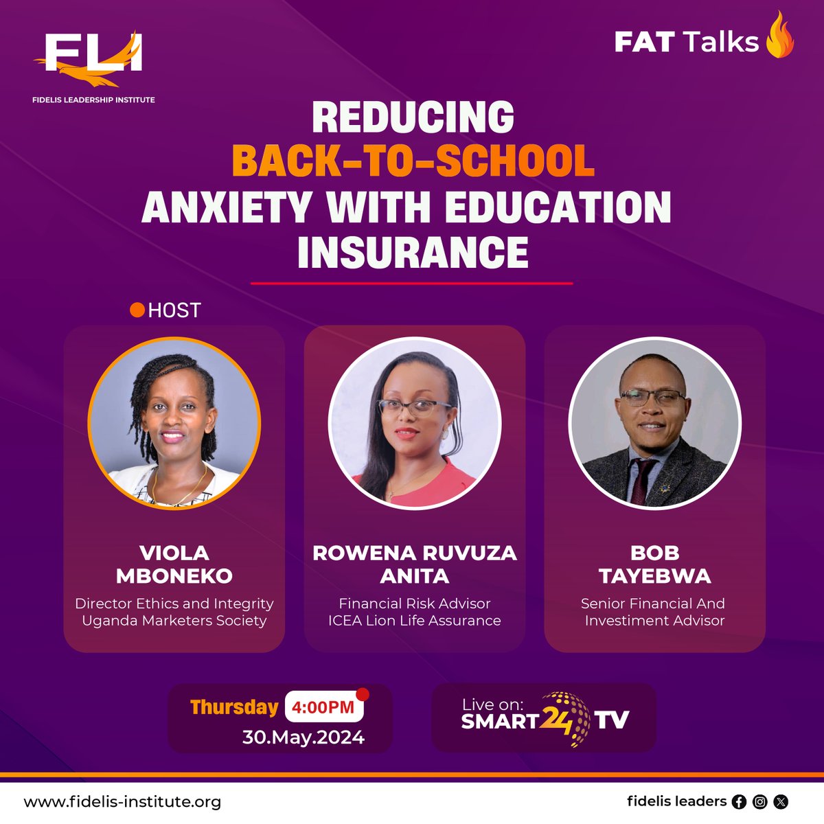 FidelisLeaders's tweet image. Join us this Thursday for #FATTalks: Reducing Back-to-School Anxiety with Education Insurance! 📚✨

📅 Date: 30th May 2024
🕒 Time: 4:00 PM
📺 Channel: @smart24tvnow

Don&apos;t miss out on tips &amp;amp; strategies for a stress-free school season! 
#BackToSchool @UAPOldMutualUg @icealionug