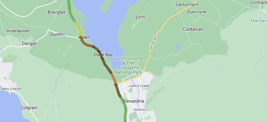 trafficscotland's tweet photo. NEW❗ ⌚10:08
🛣️ #A82 Arden
Traffic heavy this morning Northbound approaching Arden Roundabout all the way back from Stoneymollan due to temporary traffic lights🚦
Please do give yourself plenty travel time and #ExpectDelay
@SWTrunkRoads https://t.co/NadO91RAGO