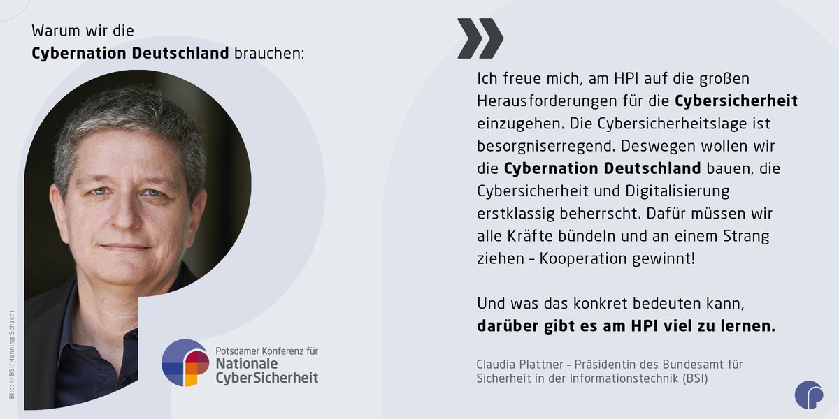 Cybersicherheitsstrategie Deutschland 2025 - Quo vadis? Darüber diskutiert @BSI_Bund-Präsidentin Claudia Plattner bei der Potsdamer Konferenz für Nationale #Cybersicherheit am 19. und 20. Juni am HPI. 💡Mehr Infos & Anmeldung: hpi.de/das-hpi/verans…
#hpi_security #Cybersecurity