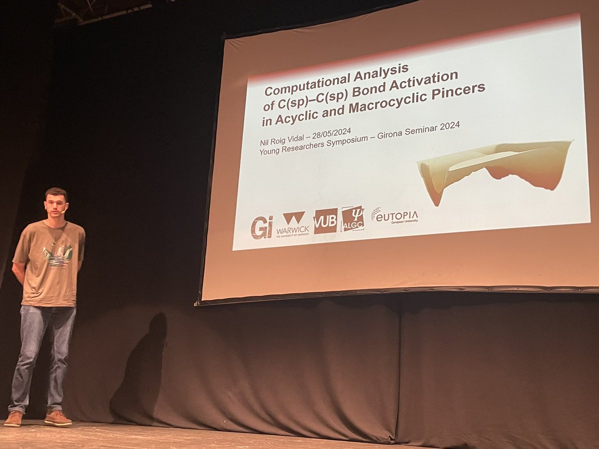 Girona Seminar 2024 (@gironaseminar) on Twitter photo The first speaker of #GirSem24 is <a href="/NilRoigVidal/">Nil Roig Vidal</a> (<a href="/chaplinlab/">Adrian Chaplin</a>, <a href="/warwickchem/">Warwick Chemistry</a>), presenting his research on the computational analysis of C(sp)-C(sp) bond activation in acyclic and macrocyclic pincers
<a href="/VanLommelRuben/">Ruben Van Lommel</a> The first speaker of #GirSem24 is <a href="/NilRoigVidal/">Nil Roig Vidal</a> (<a href="/chaplinlab/">Adrian Chaplin</a>, <a href="/warwickchem/">Warwick Chemistry</a>), presenting his research on the computational analysis of C(sp)-C(sp) bond activation in acyclic and macrocyclic pincers
<a href="/VanLommelRuben/">Ruben Van Lommel</a>