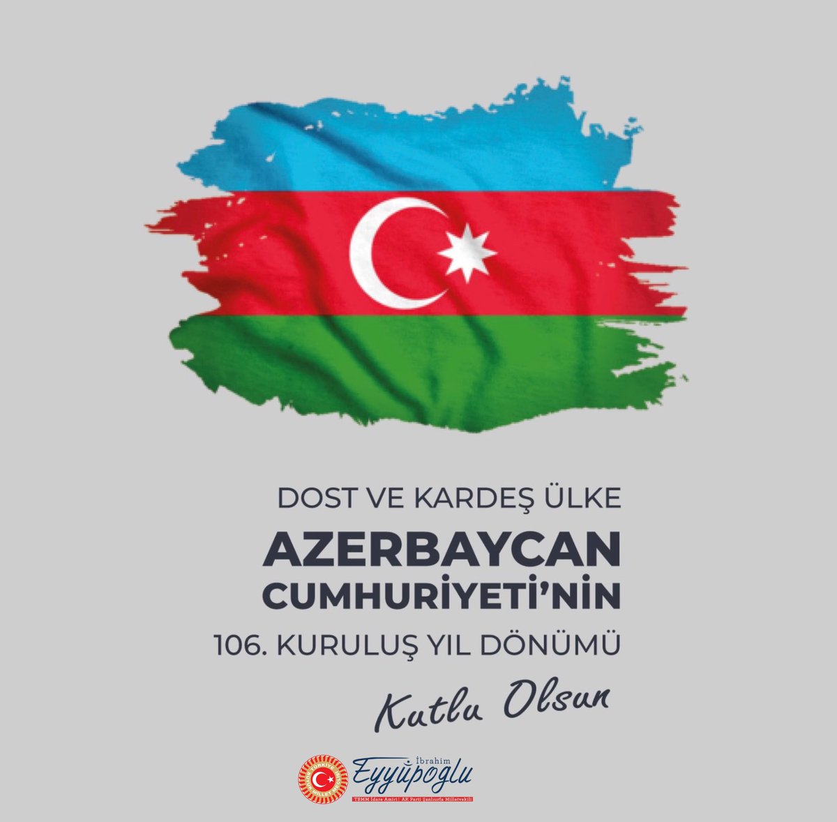 Dost ve kardeş ülke #Azerbaycan Cumhuriyeti’nin 106. kuruluş yıl dönümü kutlu olsun. #28Mayıs1918 @RTErdogan @presidentaz