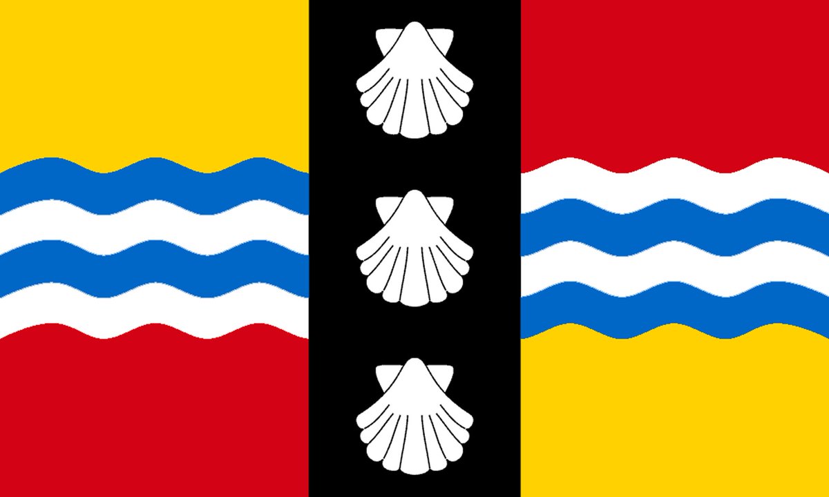 Although a comparatively recent creation, #Bedfordshire flag contains elements with centuries of local tradition:

🛡️ Three escallops from arms of Dukes of Bedford

🛡️ Red/Yellow from Beauchamps, leading family in Beds after Norman Conquest

🇬🇧 #HistoricCounties | #CountyFlags 🏴󠁧󠁢󠁥󠁮󠁧󠁿