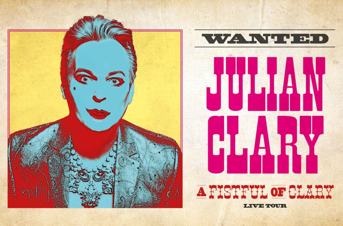 This Thurs 30 May at The Hexagon JULIAN CLARY: A Fistful Of Clary whatsonreading.com/venues/hexagon… Yee-haw! You’ve heard of The Man With No Name? Well, here’s The Man With No Shame. ‘Adult comedy that makes you giggle like a child’ The Standard @RDGWhatsOn @EventsInReading @RdgToday