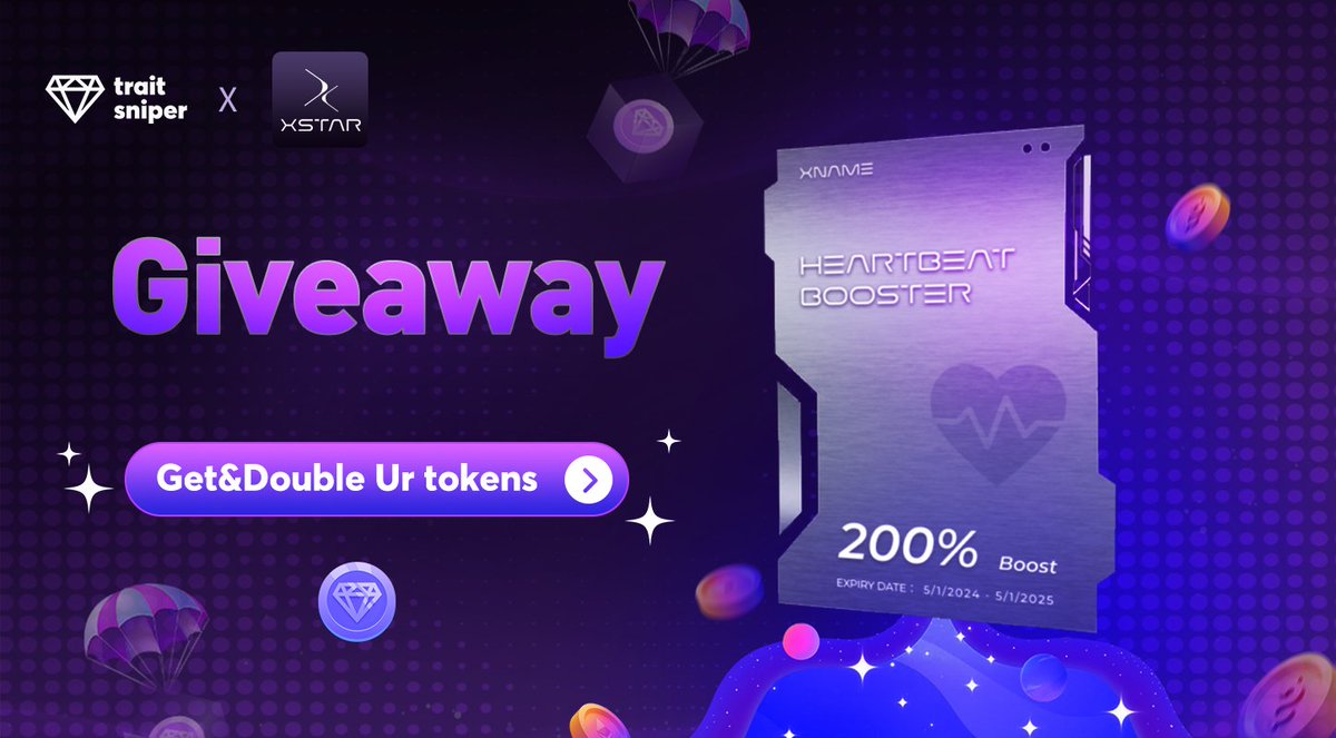 TraitSnipergame's tweet photo. TraitSniper x @xstar_id 🤖
We are giving away 🎁30 'Heartbeat Booster' NFTs to celebrate our partnership with our friend—@xstar_id     

To join: 
✅ Follow @xstar_id & @TraitSnipergame
✅ Tag 3 frens
✅ Like & RT & Leave your EVM address

30 Spots Await!
⏰ 7 Days
#Giveaway #airdrop #Ton