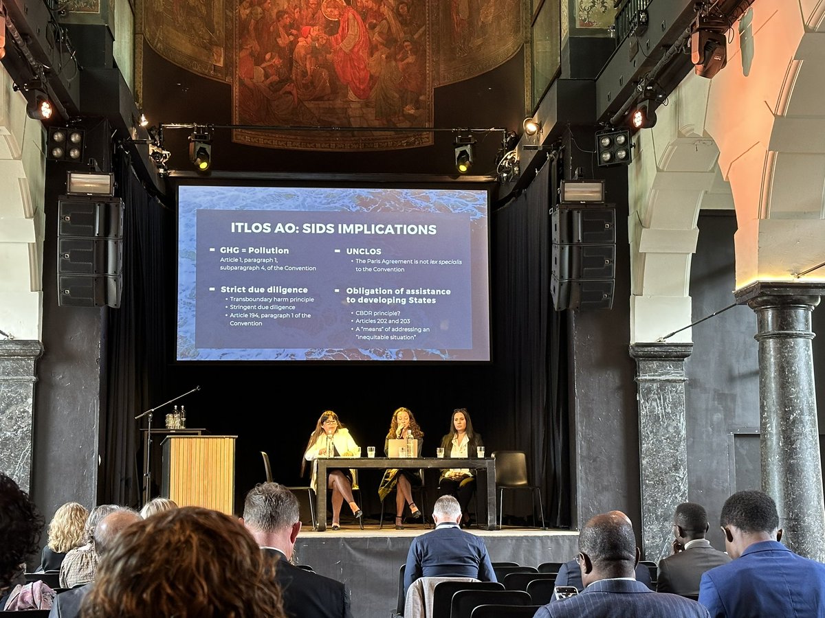 Tuvaluan 🇹🇻 counsel for @cosis_ccil Naima Te Maile highlights role of #SIDS in shaping international law, at terrific all-women panel unpacking @ITLOS_TIDM advisory opinion also featuring @niluferoral, Monica Feria-Tinta & @shobha_maharaj #PromiseEurope2024.