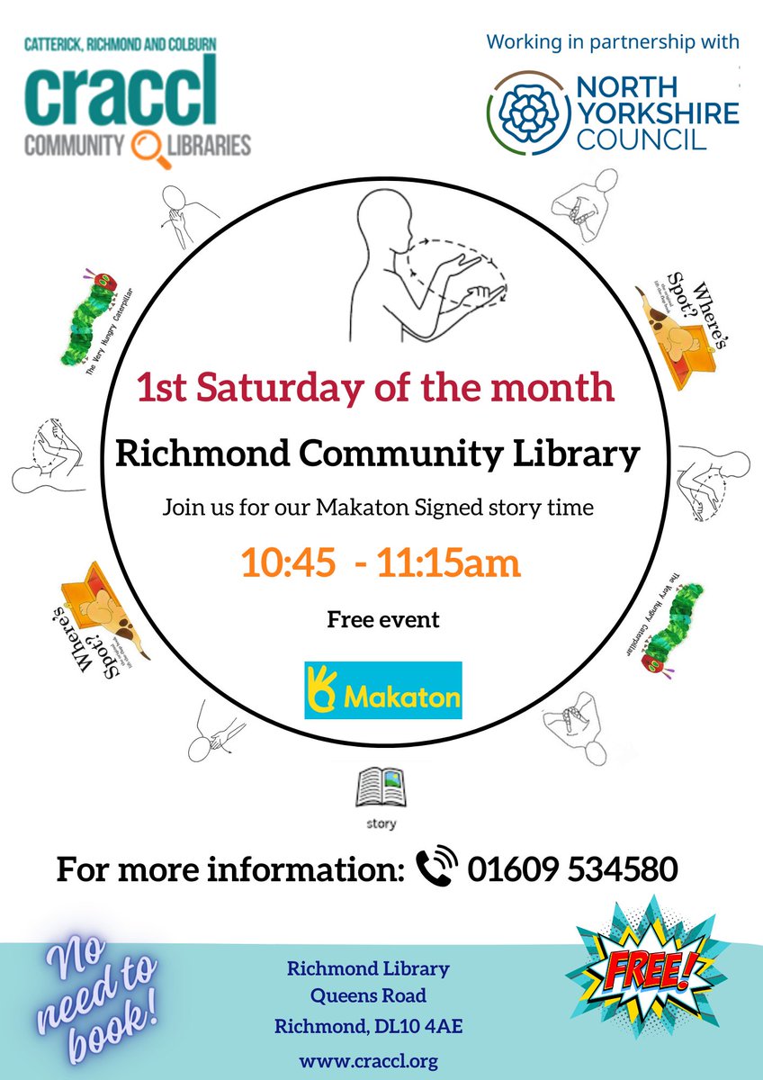 We'll be hosting another fun-filled Makaton signed story session at Richmond Library this Saturday! The event is free and there’s no need to book. Just come along to the library on Saturday 1st June from 10:45am.