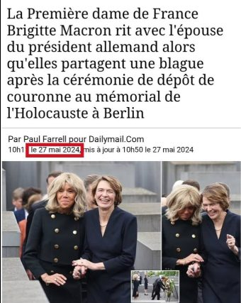 Rien de bien étonnant, en voyant ces photos, de voir en France, ressurgir un antisémitisme '' islamiste '', sans qu'à la tête de l'état, on prenne des mesures afin de lutter contre ce choléra importé par la colonisation.
Ce pseudo-couple pseudo-présidentiel n'a vraiment aucune