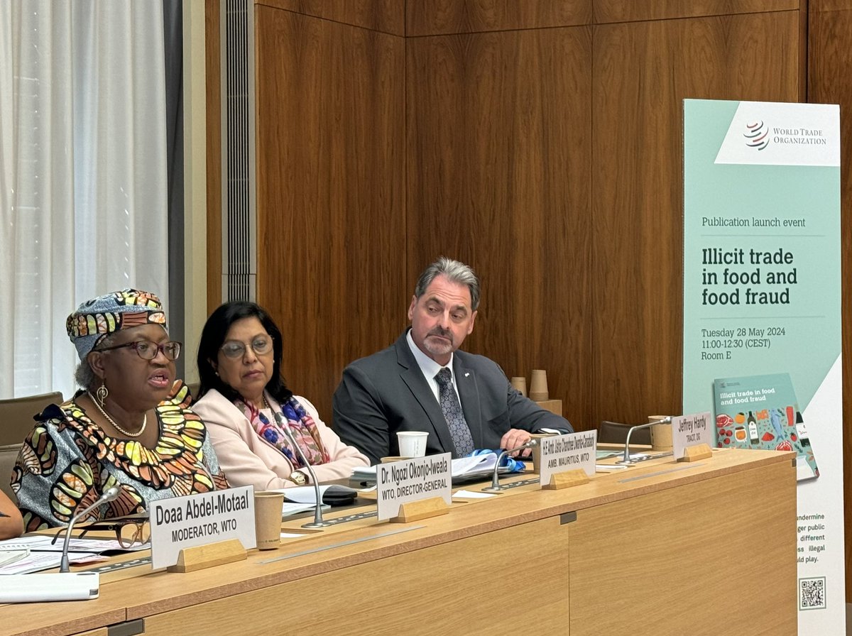 Happening now: DG <a href="/NOIweala/">Ngozi Okonjo-Iweala</a> opening the book launch on "Illicit Trade In Food and Food Fraud". Watch live here: bit.ly/4bPxr1b