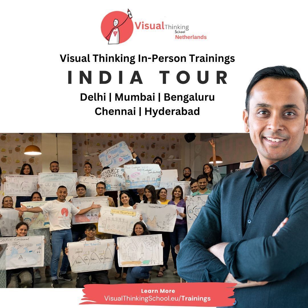 Happy to announce our India masterclasses again 😍
This time it will be In-person trainings on Business Sketchnotes (Level 1 and 2) along with Visual Facilitaiton (Level 4). 

visualthinkingschool.eu/trainings?utm_…