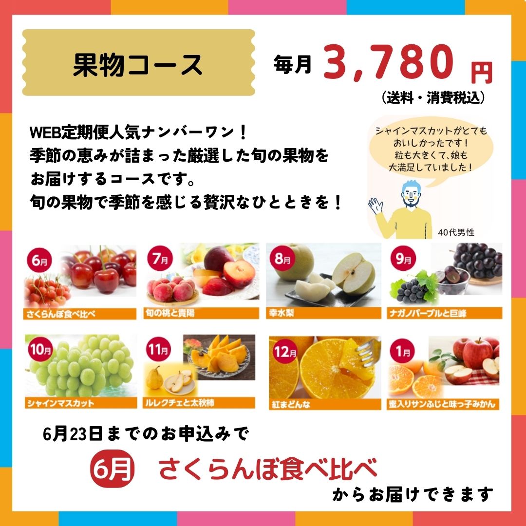 jp_ts_official's tweet photo. 【郵便局のWEB定期便】全国各地のグルメやフルーツ、お花やドリンクを毎月定額で楽しめる定期便サービス！🍇💖

一番人気の果物コースをご紹介！
6月23日までのお申込みで＜6月　さくらんぼ食べ比べ＞をお届けできます🍒
https://t.co/CqUebJzJqv

お得なキャンペーン実施中🎁
https://t.co/axzIWSuMyx https://t.co/GfCpXs5p65
