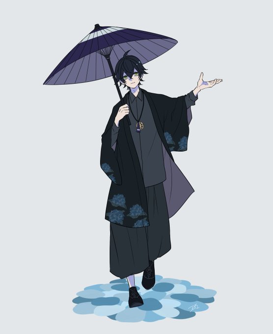 「1boy holding umbrella」 illustration images(Latest)