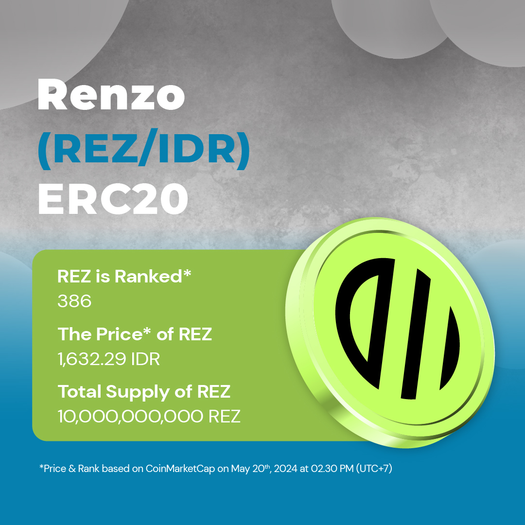 We are pleased to announce a new Crypto Asset that will be added to the  INDODAX marketplace, Renzo (REN) @RenzoProtocol For more information  https://t.co/n3A3WUnZg4 #INDODAX #AsetMasaDepan